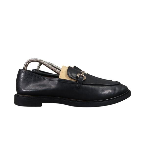 H&M Shoes Women 8 Loafer Fashion Classic Slip On Metal Buckle Black Solid Career - Picture 2 of 15